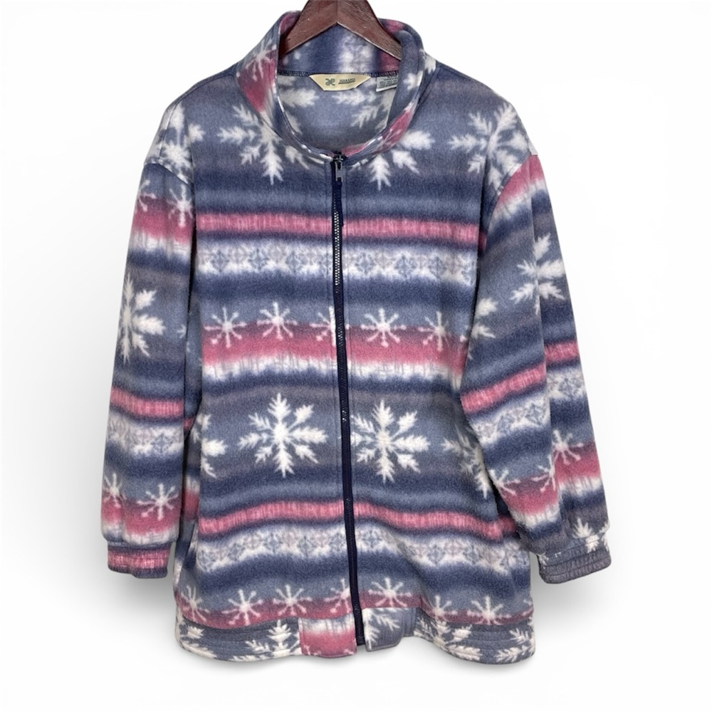 Vintage Haband Snowflake Full Zip Fleece Size Large